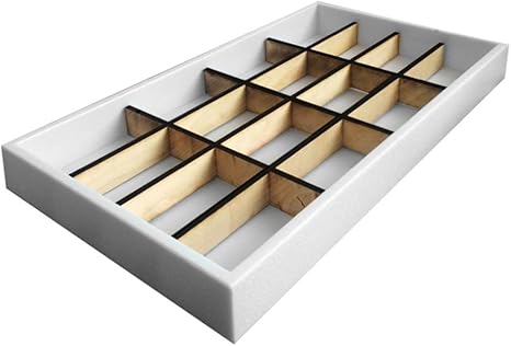 White Plastic Jewelry Tray With A 16 Compartment Wooden Liner