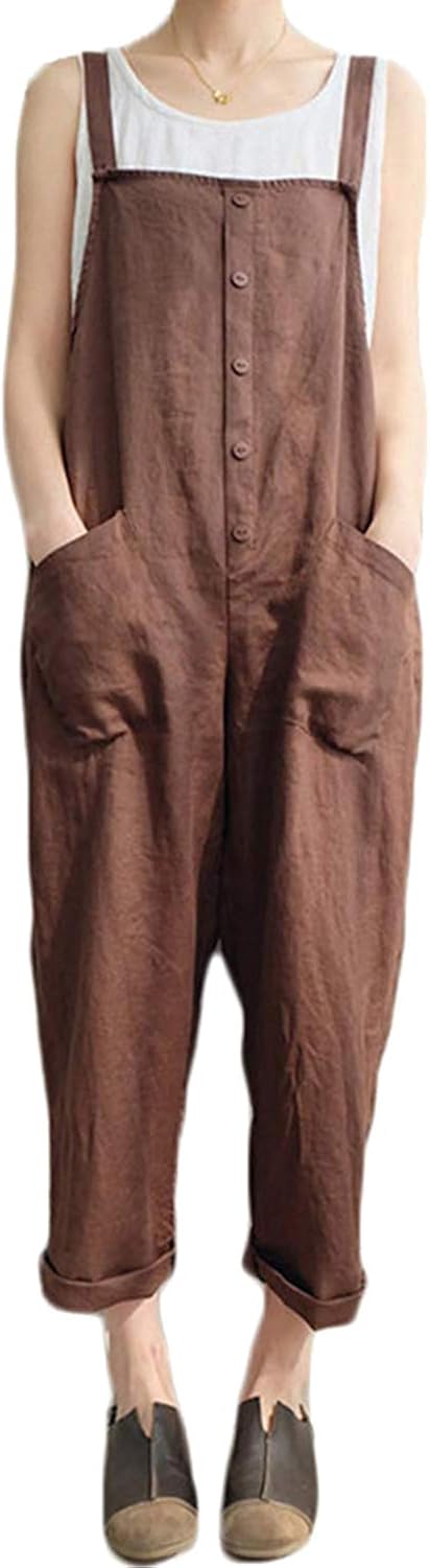 Women's Baggy Wide Leg Overalls Casual Jumpsuit Rompers Harem Pants: Clothing