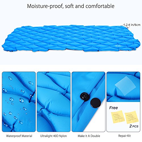 EocuSun Sleeping Pad InflatableLightweight Ultralight Compact Comfy Waterproof Air Mattress Camping Mat For Camp,Backpacking,Hiking,Scouts,Travel