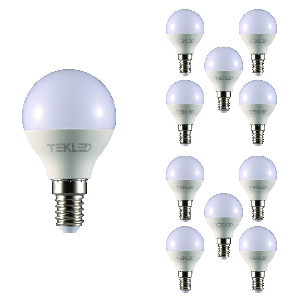 TEKLED® P45 Golf Ball LED Bulbs | E14 Small Edison Screw | Energy Saving 6W Light Bulb 50W Incandescent Bulb Equivalent | 2700K 560LM NONDIMMABLE | 10-Pack | Warm White