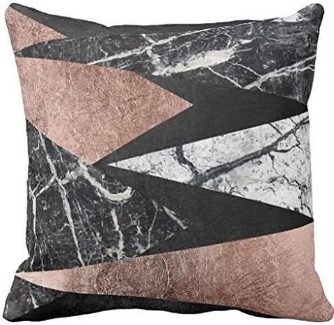 Elegant Modern Marble, Rose Gold, &amp; Black Triangle Throw pillowcase 20*20