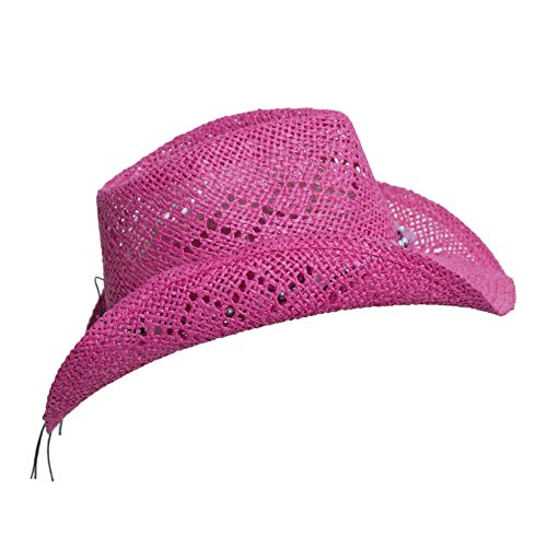 Vamuss Pink Straw Cowboy Hat for Women with Beaded Trim and Shapeable Brim Pricepulse