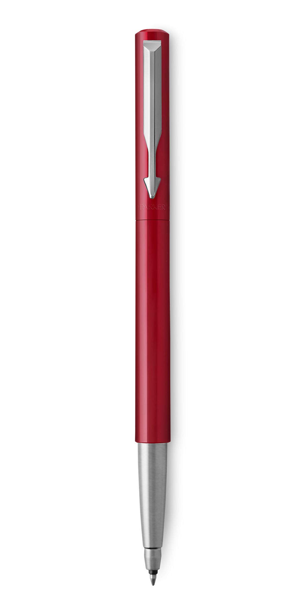 Parker Vector Rollerball Pen | Red with Chrome Trim | Medium Point Blue Ink | Gift Box