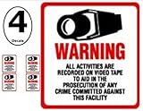 SECURITY DECAL - 4 Pack #204 Commercial Security, Surveillance Video CCTV Warning! Deterrence Decals - #204