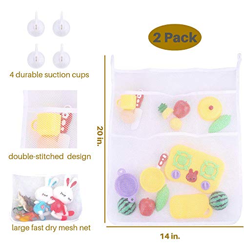 image for SUNFICON 2 Packs Mesh Shower Caddy Storage Bags Bath Toy Organizers Ba