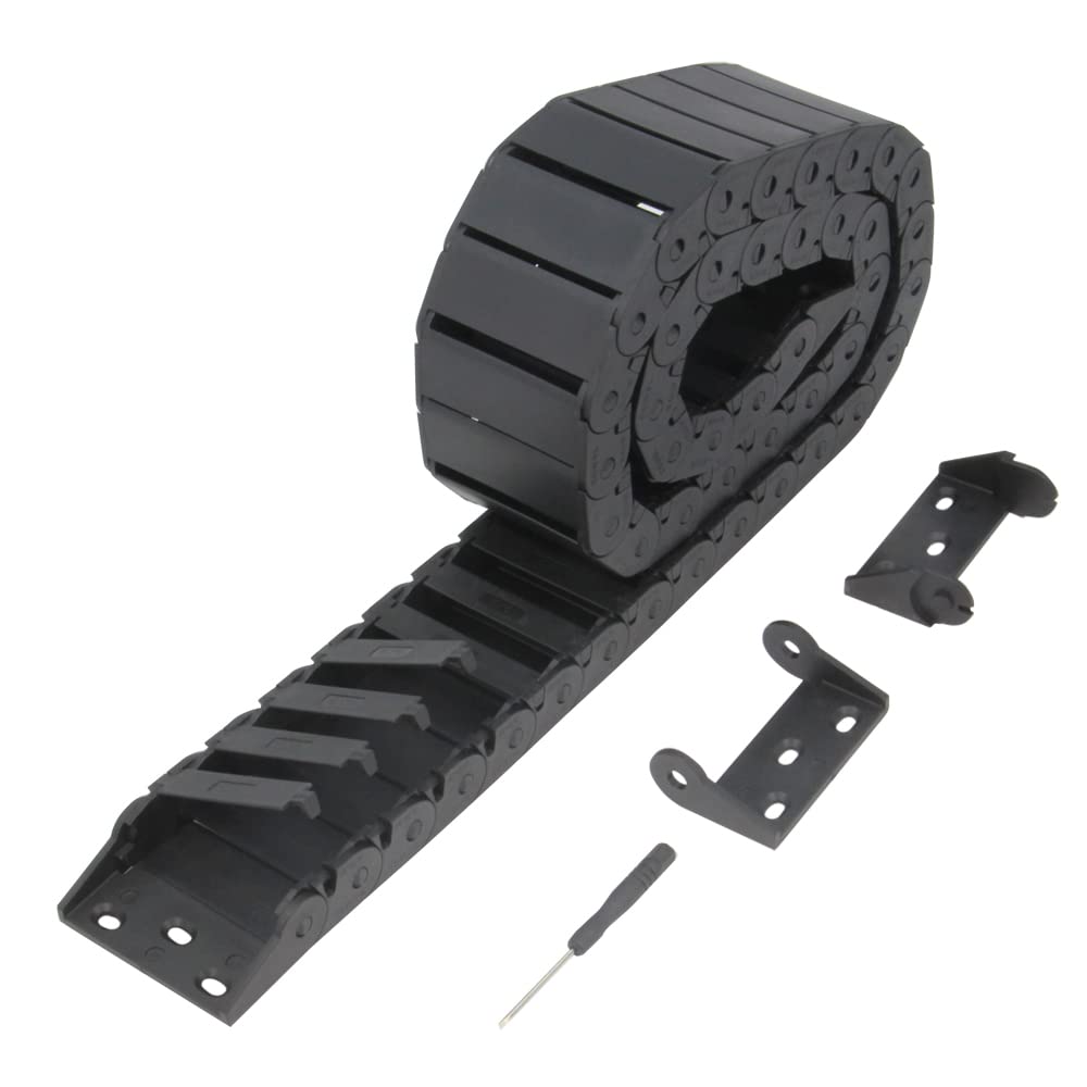 Zeberoxyz 15x50mm Drag Chain Length 1Meter Inside Open Type Black Plastic Flexible Cable Carrier R28 with 1Kit End Connectors for 3D Printer and CNC Machines (15mmx50mm-Inside Open)
