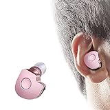 Bluetooth Headset,V4.1 Mini Invisible Earpiece In Ear Wireless Bluetooth Headphone Earbud Earphone Headset with Microphone Hands-Free Calls And Earphones (Pink-Golden)