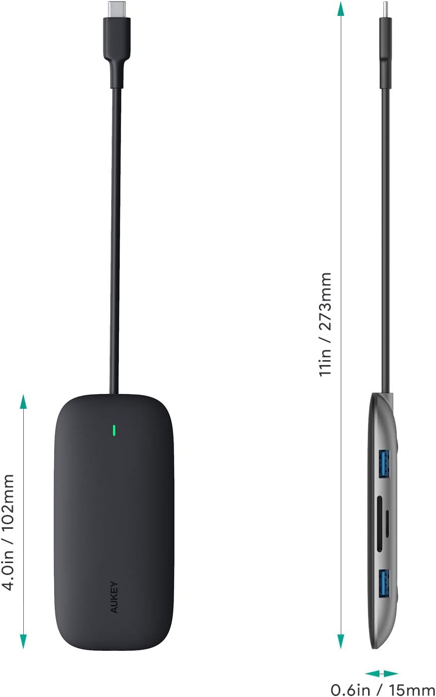 USB C Hub AUKEY 8-in-1 Type C Adapter with Ethernet Port, 4K USB C to HDMI, 2 USB 3.0 and 1 USB 2.0, 100W USB C Power Delivery Charging, SD/TF Card for MacBook Pro/Air(Thunderbolt 3), Chromebook Pixel: Computers & Accessories