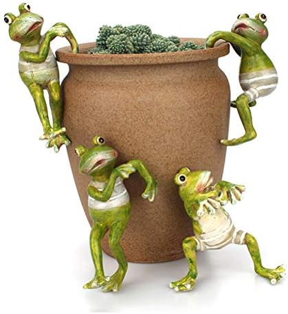Demana Planter Pot Hanger Decorations Frog Flower Pot Resin Frog Figurines Animal Ornaments for Office Desk Home Garden Pot Decor 4 pcs