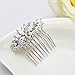 SELOVO Bridal Hair Pin Comb Leaf Marquise Shape Cubic Zirconia Clear Silver Tone