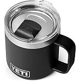 YETI Rambler 10 oz Ceramic Lined Stackable Mug, Vacuum Insulated, Stainless Steel with MagSlider Lid, Black