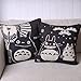 Totoro Pair of Black Totoro Series Print Decorative Pillow Covers 45CMx45CM Linen Throw Pillow Covers Sofa Cushions Black, 45cm x 45cm by Totoro
