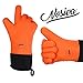 Oven Gloves, Bontip Heat Resistant Oven Mitts Silicone Waterproof Kitchen Gloves Long Baking Mitts with Inner Cotton Layer & Finger & Loop for Grilling Cooking BBQ