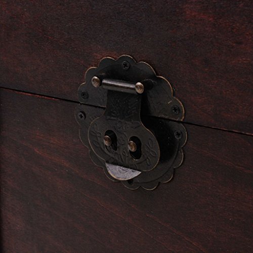 Wooden Storage Trunks, 25.98x14.96x15.75 inch Wood Made Pirate Treasure Chest Wooden Iron Lock Leather Chest with Latches Box for Antique-Style Storage Decorative Keepsak Chest