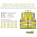 GripGlo Reflective Safety Vest, Bright Neon Color with 2 Inch Reflective Strips - Orange Trim - Zipper Front, Large
