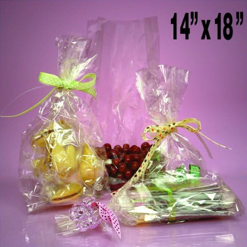 50 Clear Cello/cellophane Bags - Flat 14" X 18" - Wedding Favors Party Gift Basket Supplies