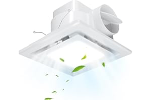 FEITON Bathroom Exhaust Fan with Light, Ceiling Mount, 110 CFM 1.0 Sones 4 Inch Duct, Quiet Square Bath Fan Light Combo, Shower Exhaust Fan with Light