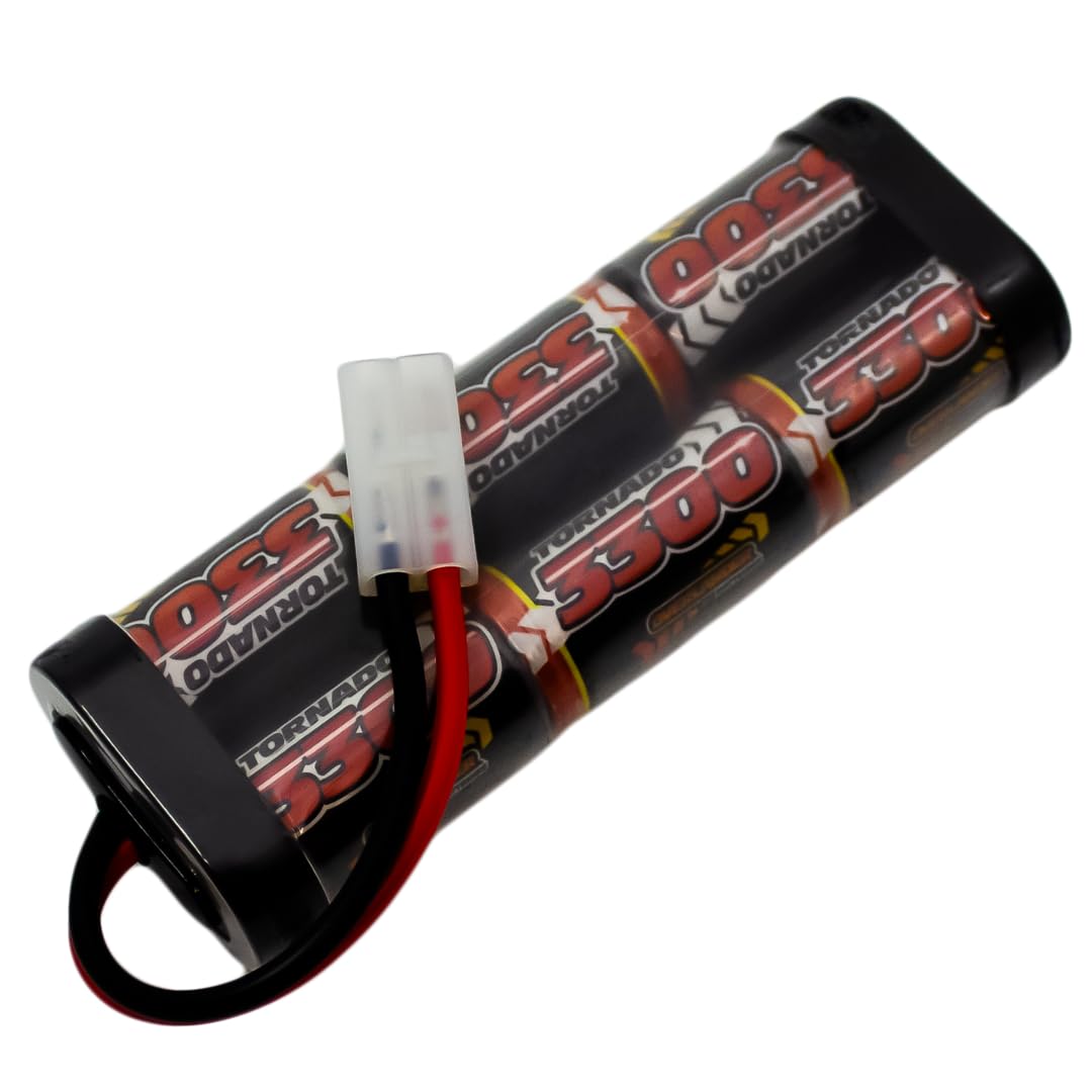 Overlander Batteries 3300mAh 7.2V NiMH RC Car Battery Pack with Tamiya Plug for Remote Control Cars, Buggies, Monster Trucks and RC models - High Capacity, Low Self-Discharge, Rechargeable Batteries