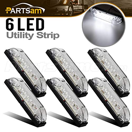 Partsam 6X 4 Marine/Boat Slim Line Clear LED Utility Strip Light 6 Diodes Sealed