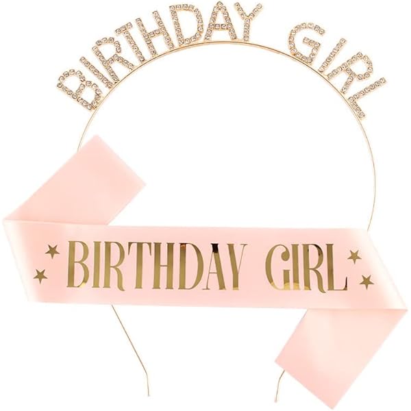 Cadeau Anniversaire Fille 1 Ensemble De Diadème Et écharpe D'anniversaire En Strass Couleur Vert Or Rose