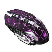 opOpb213IL Wireless Gaming Mouse Rechargeable,Ergonomic 2.4GHz Optical Gamer USB Mouse, 7 Colors LED Light Adjustable Backlit, 6 Buttons Gaming Mouse for PC，Computer, Laptop Black2