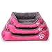 Spring Fever Small Big Animal Ultra Soft Paw Print Pet Water Resistant Rectangle Orthopedic Snuggle Dog Cat Warm Pet Bed Pink S
