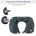 Andake Foldable Neck Pillow, Quick Inflating Deflating Comfortable Portable with Detachable Pillowcase (Gray/Blue, Mouth Blowing/Push-Button Blowing) (Mouth Blowing Grey)