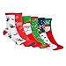 Great Value New Year Gift Cute Funny Cartoon Pattern Colorful Fuzzy Cotton Casual Crew Thin Dress Festive Holiday Santa Christmas Socks, One Size Multi-Colors 6-Pack