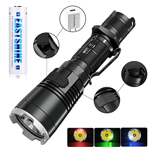 Nitecore MH27 CREE XP-L HI V3 + RGB 1000Lm USB Rechargeable Tactical Flashlight by 3500mAh 18650 Battery With CW1 Wall Adapter EB182 Battery Case