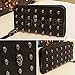 FOME Wallet Women Punk Style PU Long High-end Cross Pattern Wallet Purse Zipper Bag Handbag Skull Plated¡­