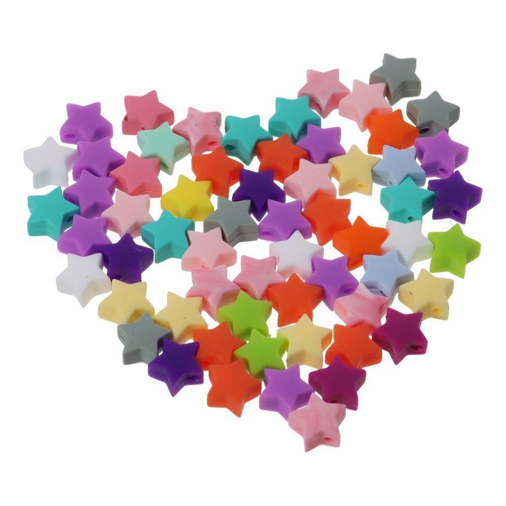 YYlingx 50Pcs 14mm Stars Silicone Beads Mini Cute Star Silicone Bead for DIY