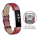 For Fitbit Alta Bands, Genuine Leather Replacement Bands for Fitbit Alta and Fitbit Alta HR #B Red