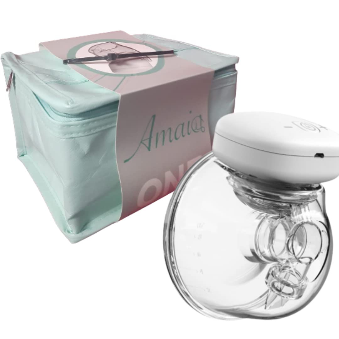 AMAIA Electric Breast Pump with Milk Cooler Bag and 9 Suction Level App - Portable, Hands-Free & Wearable Breast Pumps for Supermoms for Multitasking Breast Feeding (24mm)