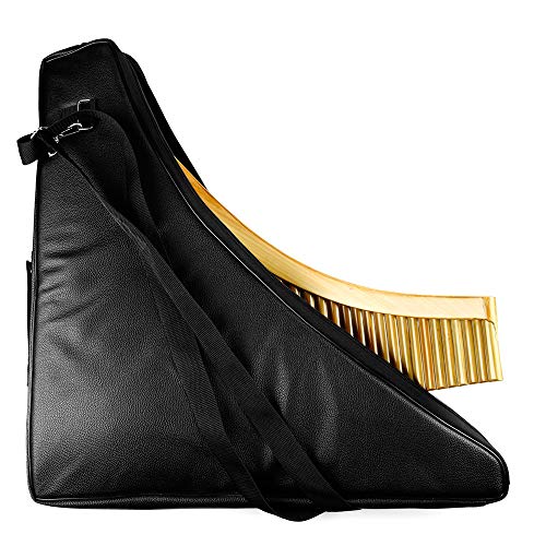 29 Pipes G Key Professional Black Pan Flute Chinese Traditional Musical Instrument Pan Pipes Easy to Learn with Exquisite Brown Pan Pipes Flute and Black Leather Bag (29 Pipes Right Hand)