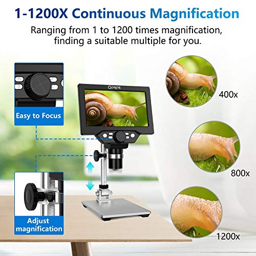 7'' LCD Digital Microscope 1200X Coin Microscope with 32GB Card