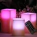 LED Lytes LED Multi Colored Flameless Candles Battery Operated, 3 Square Ivory Wax with Multi-Function Timer Remote Control, Flickering Flame Candle Set for Teen Gifts and Wedding Decor