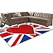 Union Jack,Carpet,British Flag with a Big Red Heart in Center Nationality Pride Concept,Non Slip Rug,Royal Blue Red White,5'x8'