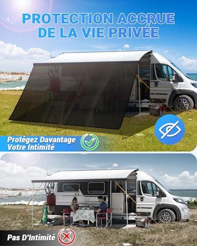 SUPAREE Sun Shade Awning Camping Car Sun Shade Caravan Wall Awning Camping Car Sun Blocker UV Protection Windshield Awning for Van RV 12ft x 8ft