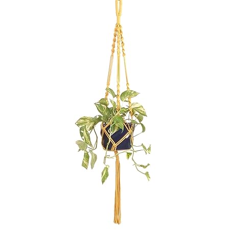 Silvermoon Macrame Decor Plant Hangers for Indoor Cotton Handmade Hanging Decor Planter with Tassels Basket Decorative Flower Pot Holder for Home(Plant and Pot not Included)