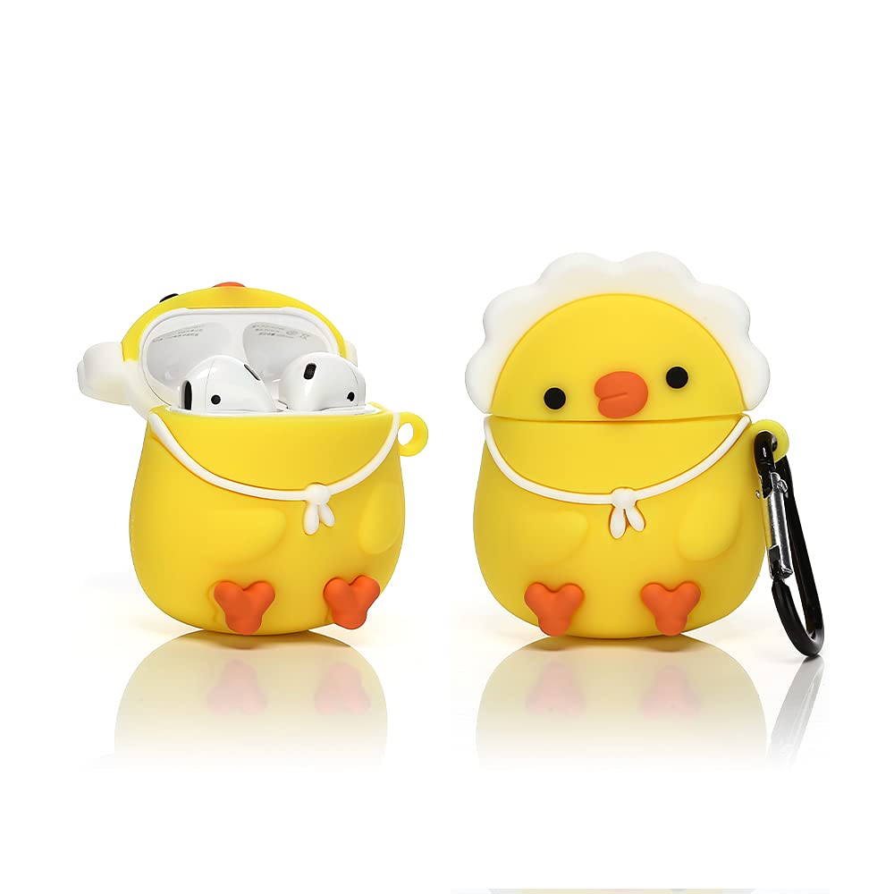 TAOCHEN Case for AirPods 1st/2nd Generation Earbuds with Keychain - Shockproof Protection Covers with Cute Cartoon Pattern Design for AirPods 1 and AirPods 2
