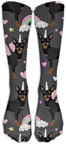 Miniature Pinscher Pastel Unicorn Athletic Tube Stockings Women's Men's Classics Crew Stockings Socks Sport Long Sock One Size
