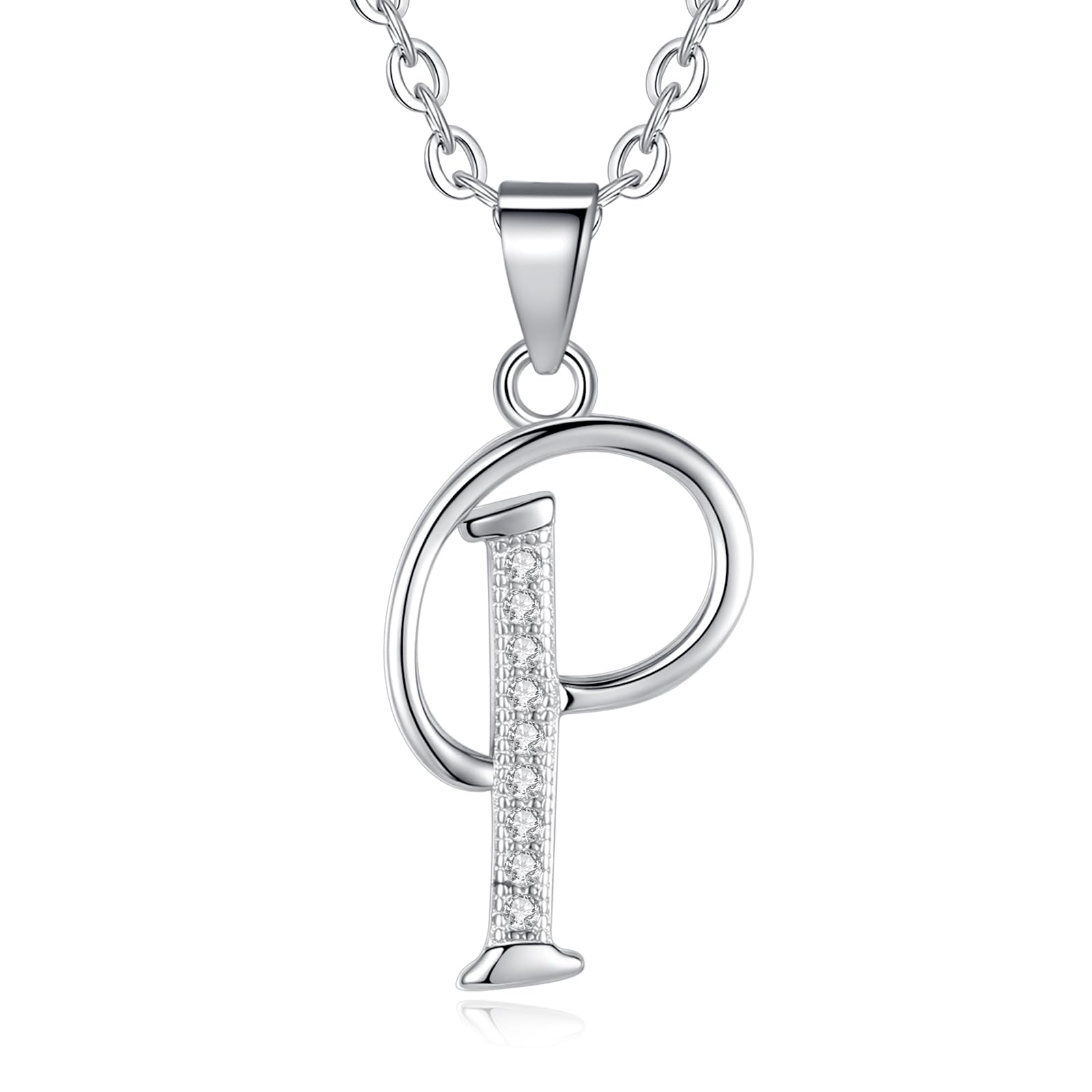 VIKI LYNN Initial Pendant P 925 Sterling Silver Letter Necklace with Cubic Zirconia Personalised Gifts for Women Ladies — image 1