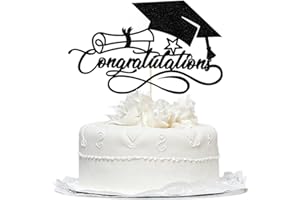 BEKATEREA Congratulations Cake Topper,Congrats Cake Topper-2025 Graduation Cake Topper,Congrats Grad Party Cake Decorations for Senior High School College Grad/University Graduation Party (black)