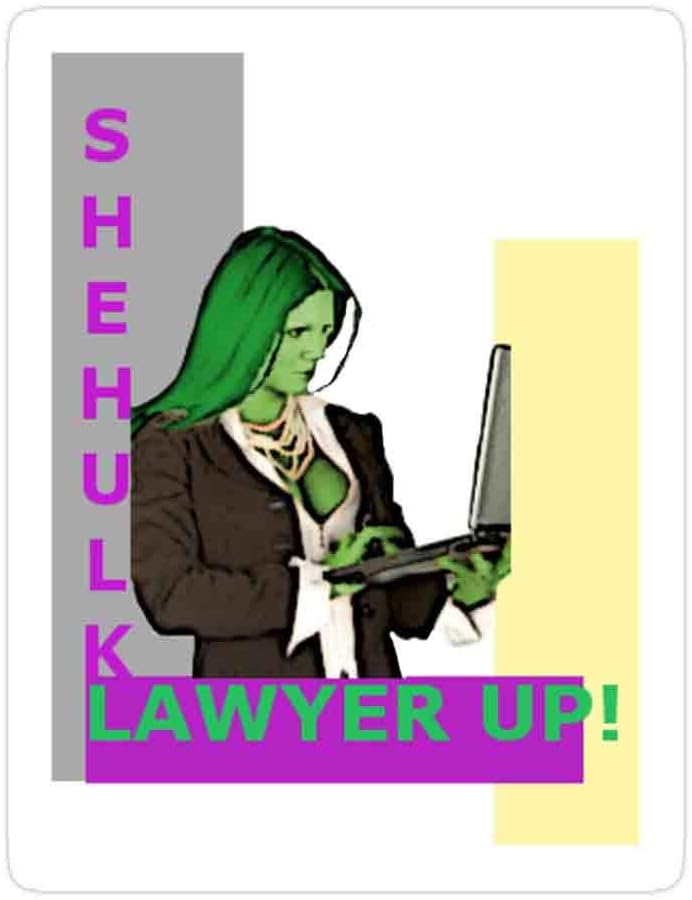 SALEM STORE (3 PCs/Pack) She Hulk Lawyer Up 3x4 Inch Die-Cut Stickers Decals for Laptop Window Car Bumper Helmet Water Bottle