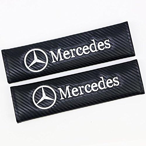 Mercedes Benz Cars Seat Belt Cover Auto Car Shoulder Pad Car Styling-Carbon Fiber-Black-One Pair (pure white)