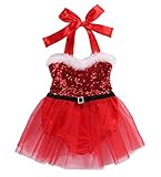 Newborn Baby Girl Rompers Santa Claus Jumpsuit Dress Christmas Outfits Costume (6-12 Months, Red)