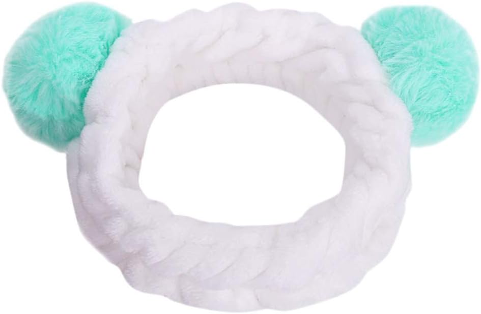 NEEKEY Panda Ear Headbands,Washing Face Shower Headbands Fluffy Elastic Makeup Hairbands,Beauty lovely Spa Makeup Wrap