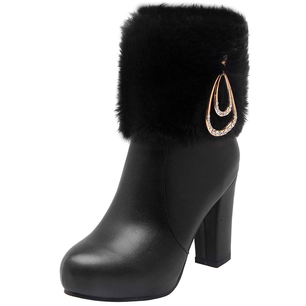 Zanpa Fashion Zipper Heels High Block Boots Ankle Ankle