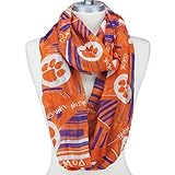 Clemson Tigers Lightweight Infinity Scarf Emblazoned with Geometric Designs, Clemson Logos and Colors
