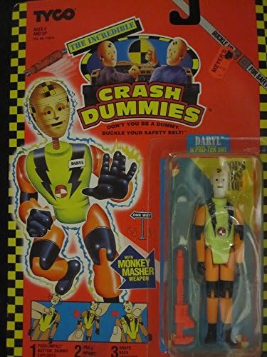 Daryl-Incredible Crash Dummie in Pro Tek Suit Exploding Figure with Monkey Masher Weapon1992 By Tyco
